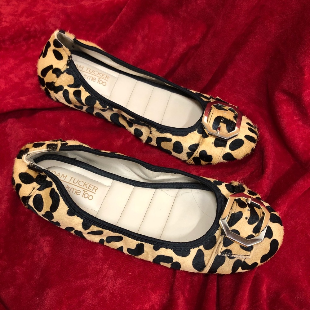 Adam Tucker Nikki Leopard Print Round Toe Ballet Flats Size 6.5